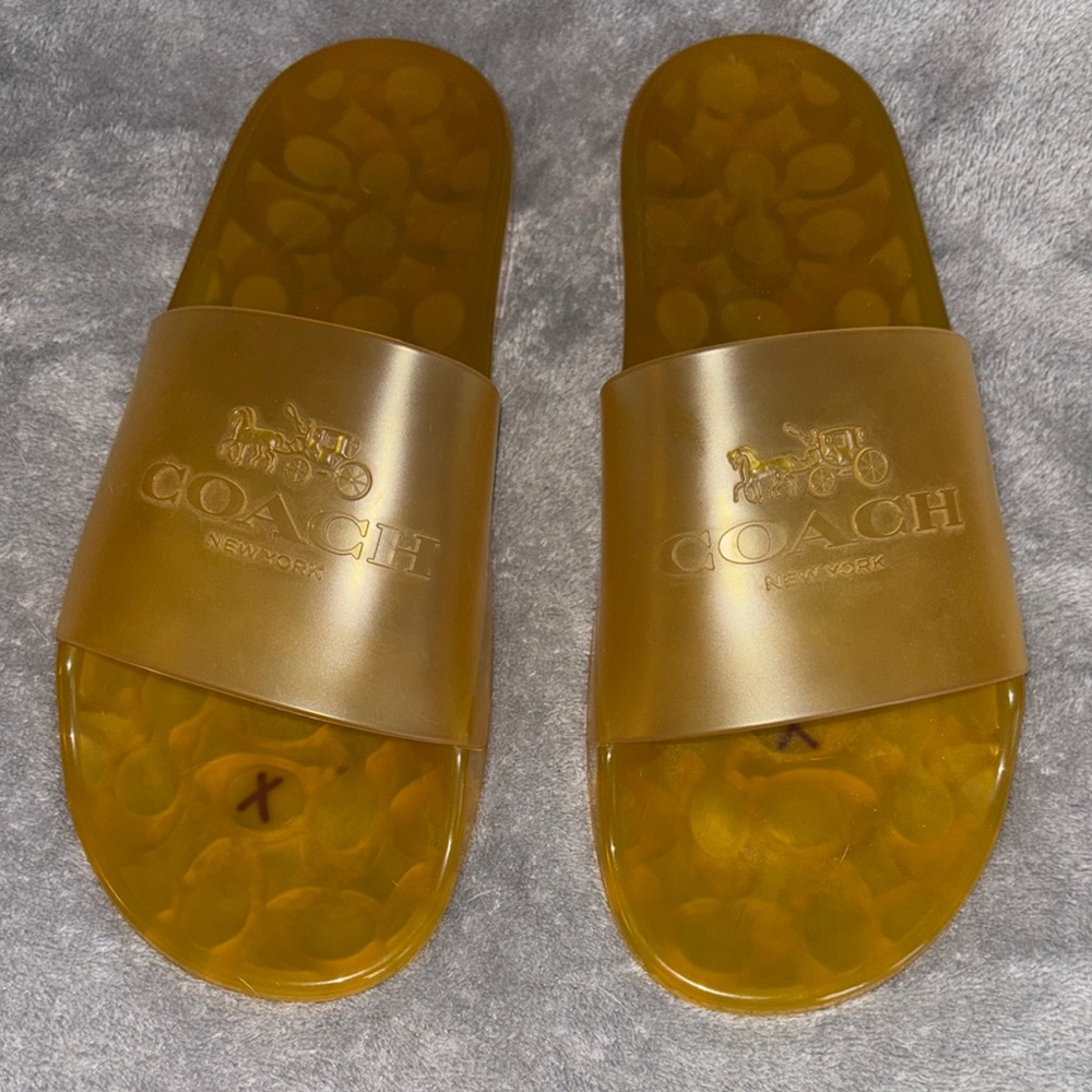 Coach Gold Slide Jelly Sandals